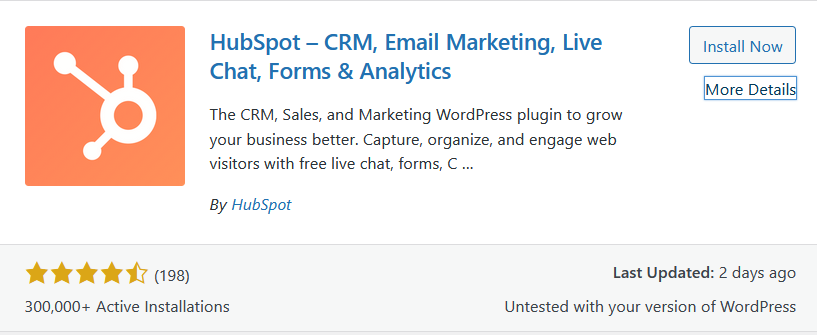 Plugin WordPress HubSpot - CRM, Email Marketing, Live Chat, Forms &amp; Analytics