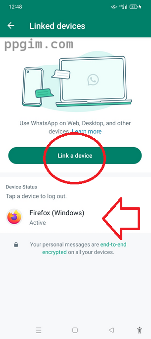 Memeriksa Perangkat Ponsel psatikan terhubung dengan whatsapp web, link kan de Device anda